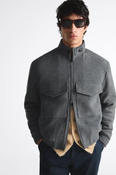 19018 - Áo khoác Bomber Zara Wool Blend Grey