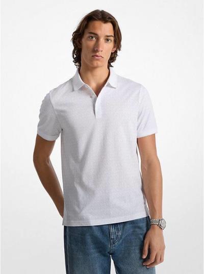 Áo Thun Polo Michael Kors Greenwich Signature Logo Print ''White'' [OT451BP48T]