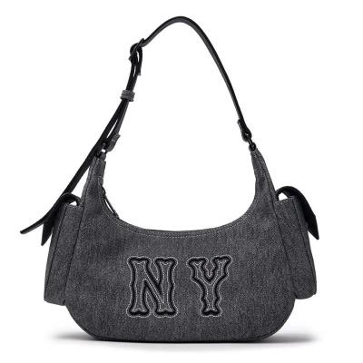 Túi MLB Basic Mega Logo Pocket Denim Hobo Bag New York Yankees ' Black' [ 3ABQM034N 50BKS]