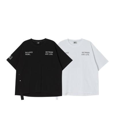 17625 - Áo Thun Life Work Glitter Tape Black White