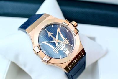 Đồng Hồ Maserati Potenza Quartz PVD Rose 'Gold/ Blue' [8851108027]