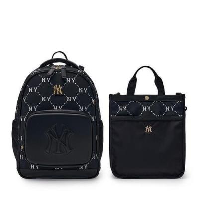 21454-Set Balo +Túi MLB Lux Monogram New York Yankees 'Black'