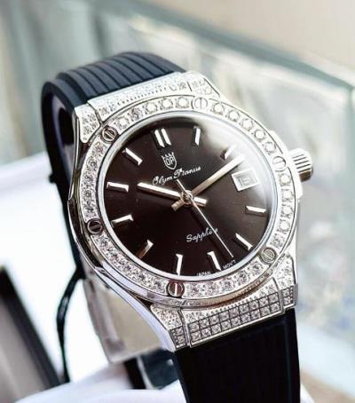 Đồng Hồ Olym Pianus Fusion Diamond Border ''Black/ Perfect Silver'' [990-45L-616] - Size 34