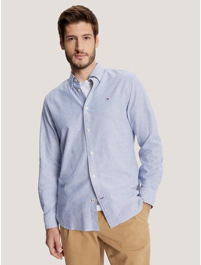 Áo Sơ Mi Tommy Hilfiger Regular Fit Stripe Stretch Oxford Shirt In Midnight [78J8439 400]