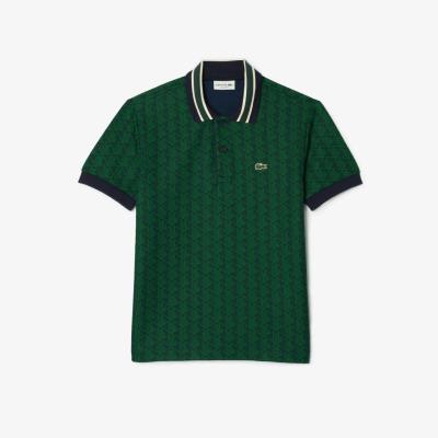 Áo Polo 20931 - Áo thun Polo Lacoste Classic Fit Contrast Collar Monogram Motif 'Green/Navy' Lascote