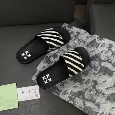 Dép OFF-WHITE Industrial Sliders 'Diagonal Stripe - Black White' [OMIC001S21MAT0021001[