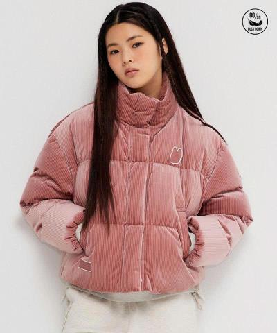 19234 -Áo PHAO life work Glossy high neck heavy down short jumper ' PINK'