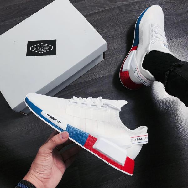 Hàng Chính Hãng Adidas NMD R1 V2 White/Red/Blue 2020**