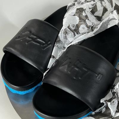 Dép OFF-WHITE Logo-Debossed  'Black-Bleu' [OMIC006S22LEA0011045]