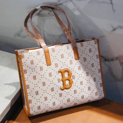 16969 - Túi MLB Tote Big Diamond Monogram Jacquard Large Tote Bag Boston Red Sox Brown