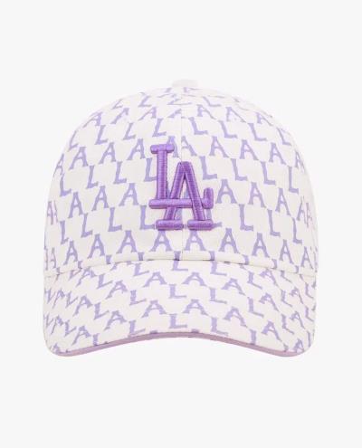 Nón MLB Monogram Pastel Unstructured Ball Cap LA White Purple [32cpfa111 07v]