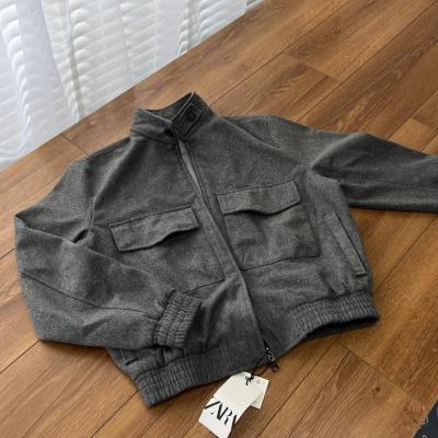 Áo khoác Bomber Zara Wool Blend Grey  [4103/473/803]