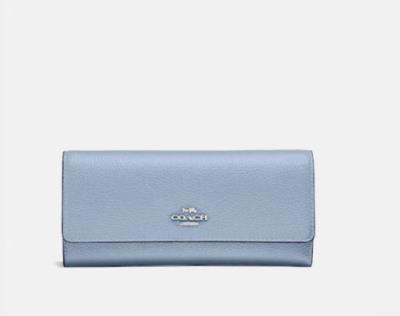 Ví Coach Slim Chalk Leather Wallet Baby Blue [39745] - Image 1