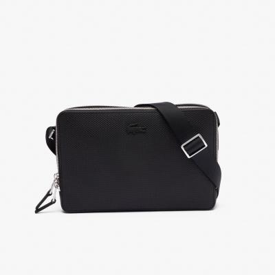 Túi Lacoste Chantaco Matte Stitched Leather Zippered Crossbody ''Black'' [NH3270CE 000]