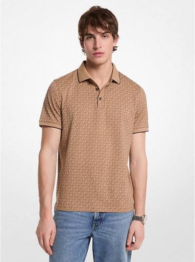 Áo Thun Polo Michael Kors Greenwich Signature Logo Print ''Camel'' [OT451BP48T]