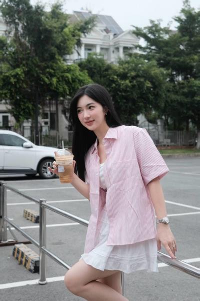 Áo Sơ Mi Francis Mantini Short Sleeve 'pink /white' - DISCOUNT GIÁ 2.9 - Image 1