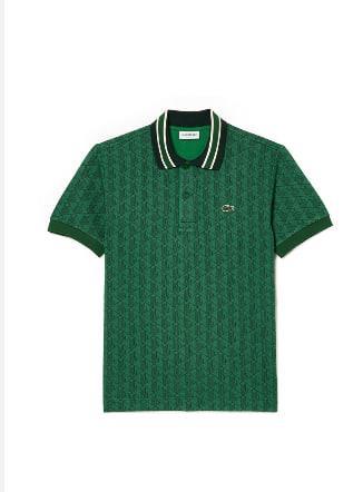 Áo Polo Lacoste Classic Fit Contrast Collar Monogram Motif Green [DH1417 51 QIJ]