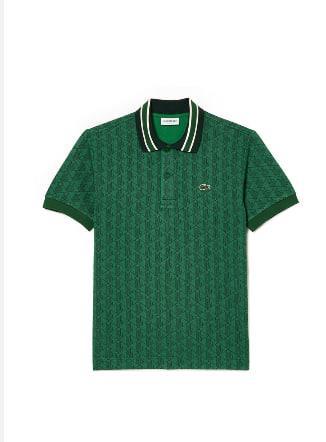 Áo thun Polo Lacoste Classic Fit Contrast Collar Monogram Motif Green [DH1417 51 QIJ]