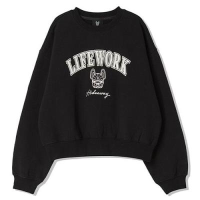 Áo Sweater Life Work Arch logo embroidery brushed ' BLACK' [lw234mt817 ]