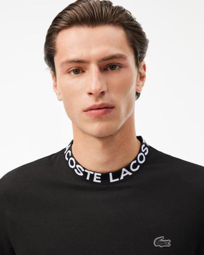 Áo Thun Lacoste Lightweight Piqué Neck Jacquard Lacoste Lettering ''Black'' [TH7488 51 031]