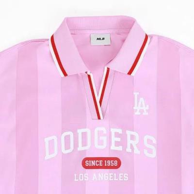 Áo Thun Polo MLB Varsity Los Angeles Dodgers TShirt 'Light Pink'  [3FTSV1743 07PKP]