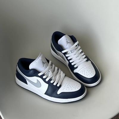 Giày Nike Jordan 1 Low Wolf Grey Midnight Navy  [553558 141]