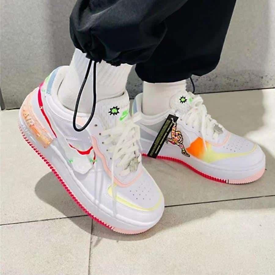 Air force 1 white pink orange hotsell