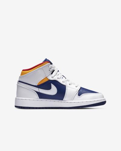 #SALE Giày Nike Air Jordan 1 Mid Royal Blue Laser Orange GS ** [554725 131] - FLAW_ Discount