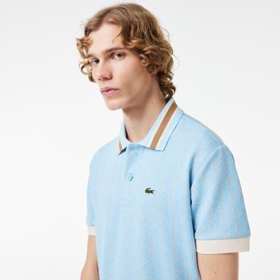 Áo thun Polo Lacoste Classic Fit Contrast Collar Monogram Motif ''Light Blue'' [DH1417 51 WB5]