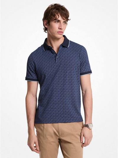 Áo Thun Polo Michael Kors Greenwich Signature Logo Print ''Midnight'' [OT451BP48T]