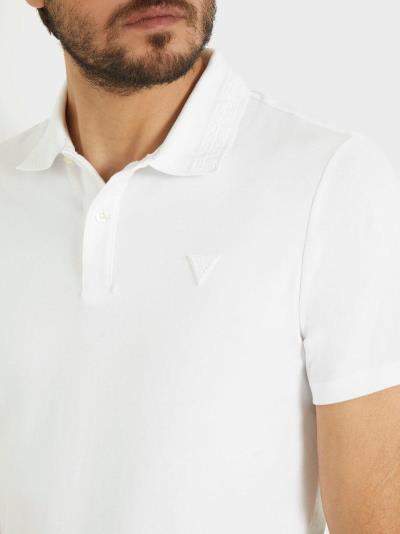 Áo Polo Guess Men's Duane Small Logo Polo Shirt - White [MM2K8470 WHT] - Image 1