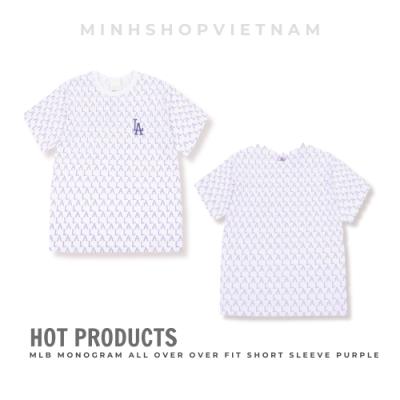 ~Sale Áo Thun MLB Monogram All Over Over Fit Short Sleeve Purple [31TSM1131 07V] - FLAW_ Discount