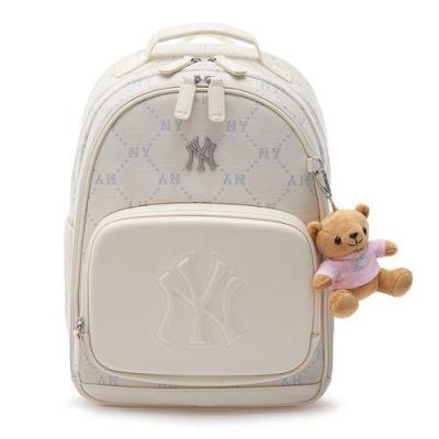 Balo MLB Diamond Monogram Round New School Bag NY 'WHITE' [7ABKMD34N 50IVS ]