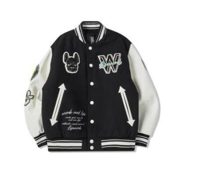 18877 - Áo Khoác Varsity Life Work Hipdog Applique Black