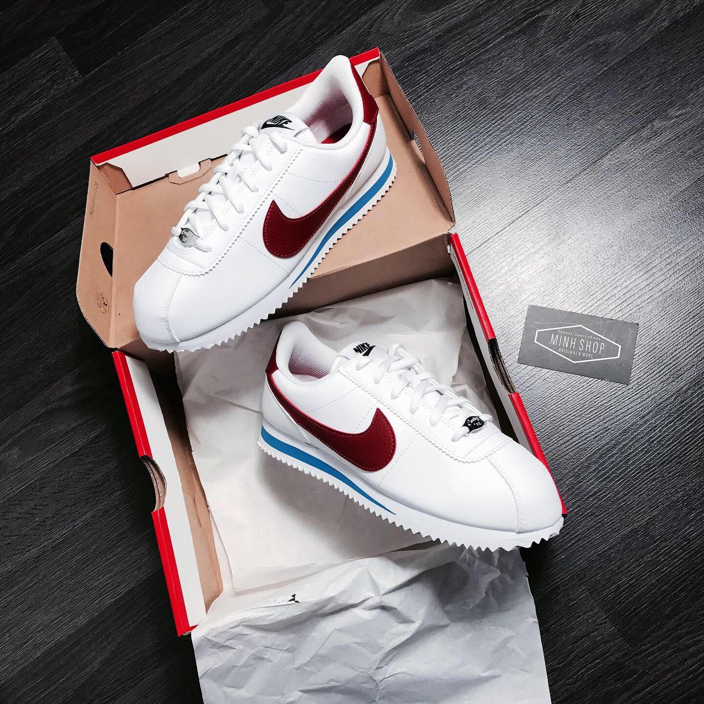 Classic cortez premium white red blue best sale