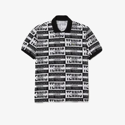 Áo thun Polo Lacoste Lettering All-Over Print Classic Fit  ''Black White'' [PH2057 51 001]