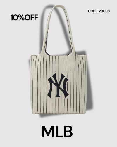 20098 - Túi MLB Tote Korea Basic Big Logo Knit New York Yankees ''Cream''