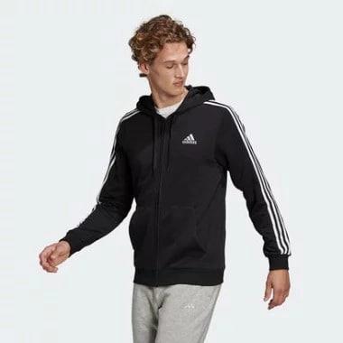 Áo Khoác Adidas Essentials French Terry 3-Stripes Full-Zip Hoodie ''Black'' [GK9032]