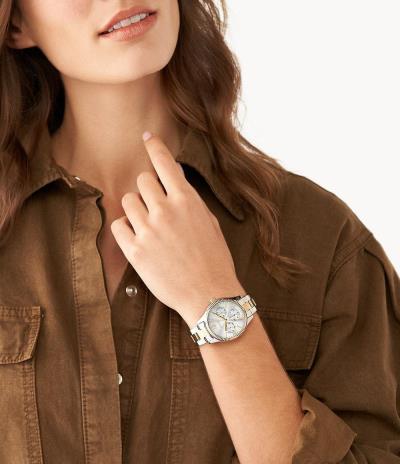 Đồng Hồ Fossil His And Her Multifunction Two-Tone Stainless Steel Watch [BQ2737] - Size 35 - Image 1