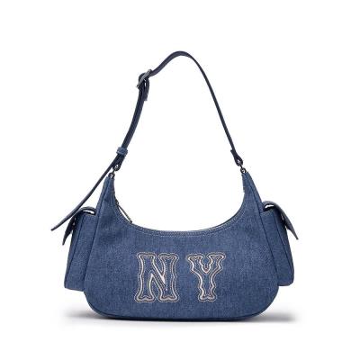 20973 -Túi MLB Basic Mega Logo Pocket Denim Hobo Bag New York Yankees 'Navy'