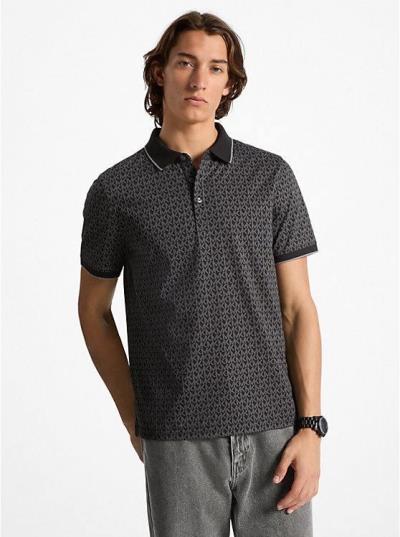 Áo Thun Polo Michael Kors Greenwich Signature Logo Print ''Black'' [OT451BP48T]