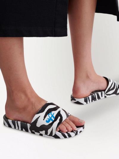 Dép OFF-WHITE Pool Zebra Print Black/White/Blue [OWIC004S22MAT0011001]