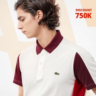 Áo Polo Lacoste Piqué Colorblock Regular Fit '' White/Bordeaux'' [PH1302 51 IGY]