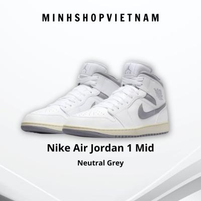 Giày Nike Air Jordan 1 Mid 'Neutral Grey' [554724-135]