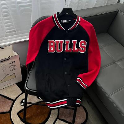 ~Sale Áo Khoác Varsity NBA Chicago BULL Black Red