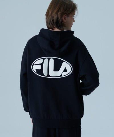 18790 - Áo Hoodie Fila Logo Cotton Blend Black