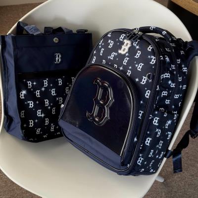 Set Balo + Túi MLB Lux Monogram Boston Red Sox 'Navy' [7LBKM025N 43NYL]