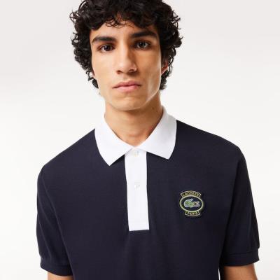 Áo thun Polo Lacoste Logo Badge Contrast Collar ''Navy'' [PH7369 51 EL5]