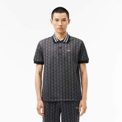 Áo Polo Lacoste Classic Fit Contrast Collar Monogram Motif ''Black''' [DH1417 51 4PC]