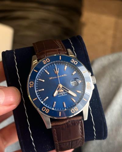 Đồng Hồ Maserati Competizione Diver Steel With Leather ''Silver/Blue'' [R8851100004]